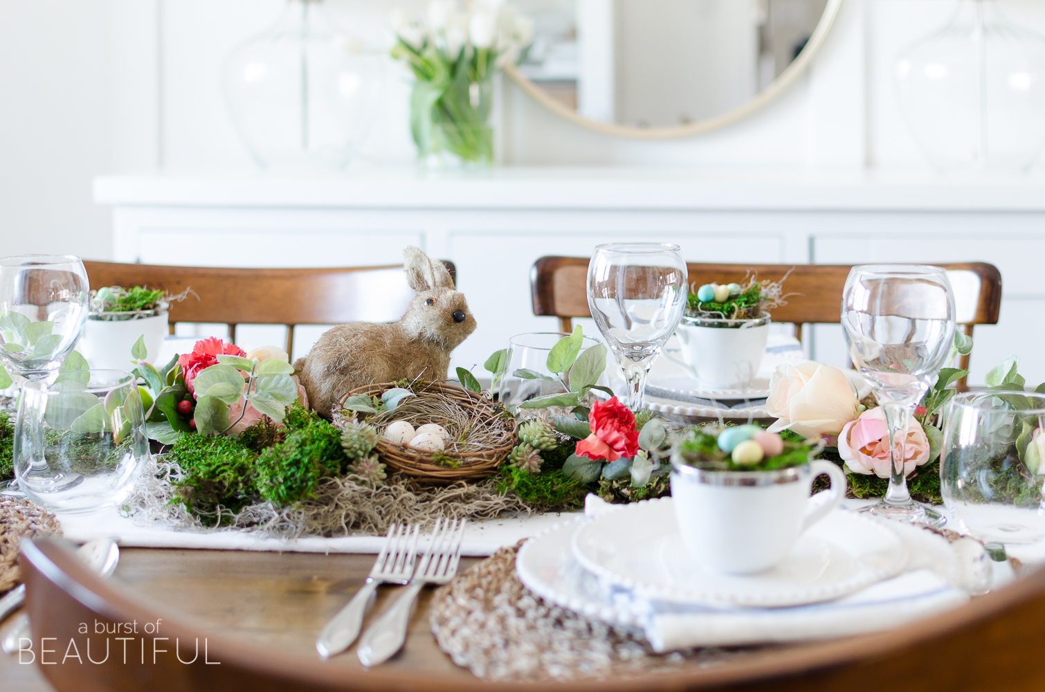 Floral and Moss Easter Tablescape - Nick + Alicia