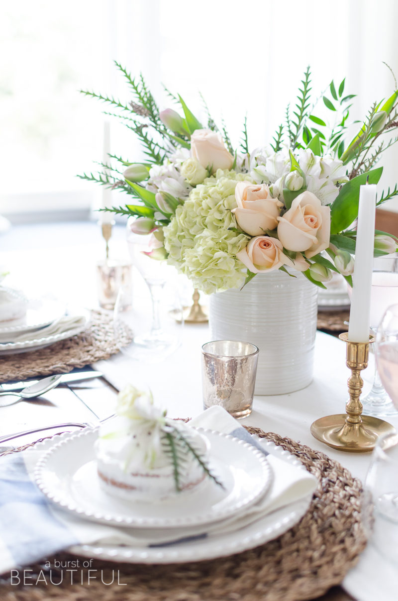 Simple Pink and Gold Spring Tablescape - Nick + Alicia