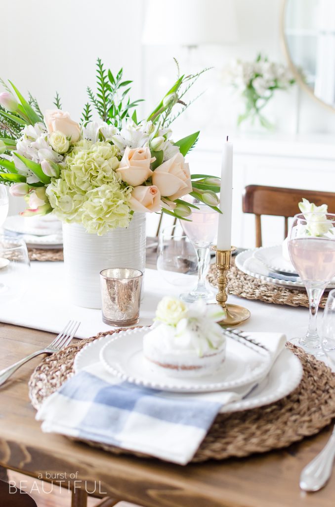 Simple Pink and Gold Spring Tablescape - Nick + Alicia