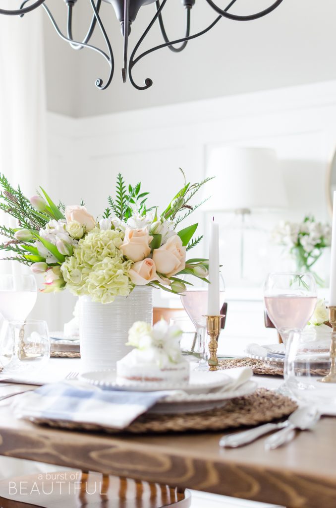 Simple Pink and Gold Spring Tablescape - Nick + Alicia