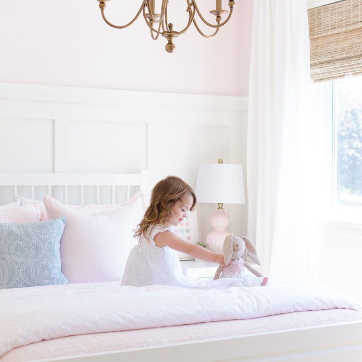 Pink and Blue Girls Bedroom Design Plan - Nick + Alicia