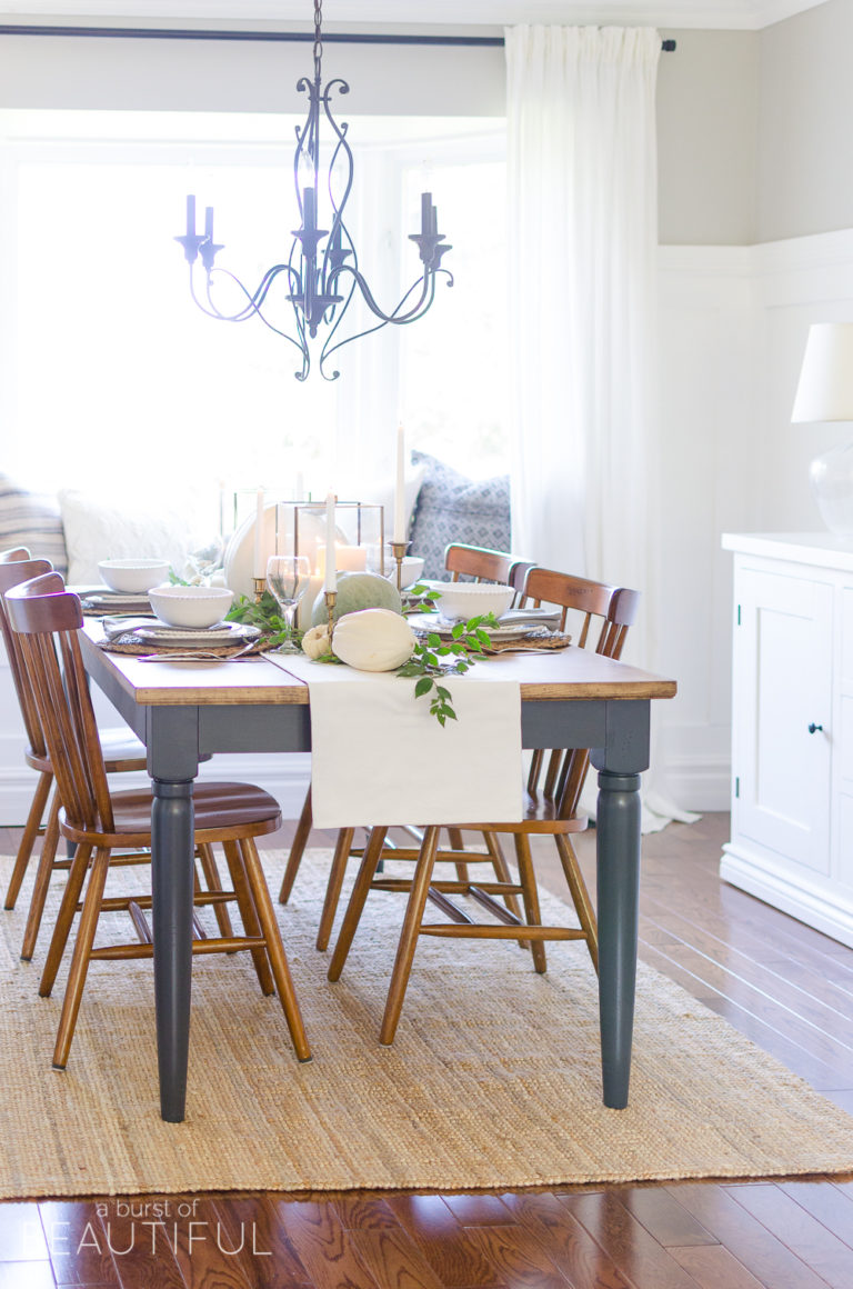 Neutral Fall Tablescape with Pumpkins and Squash - Nick + Alicia