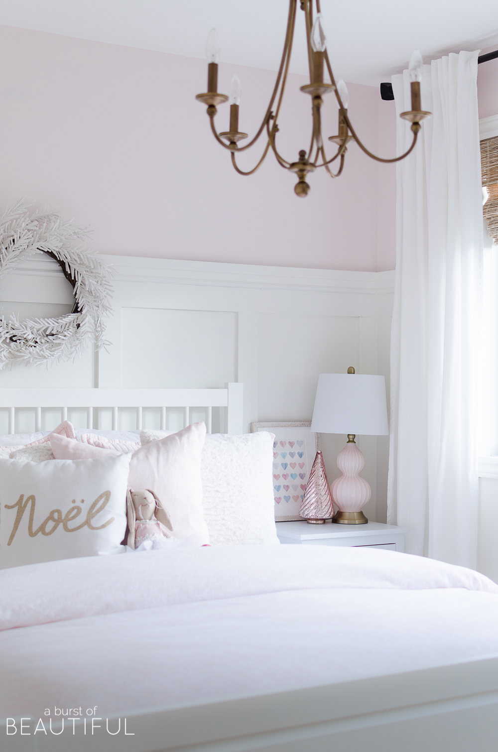 A Pink and White Christmas Bedroom - Nick + Alicia