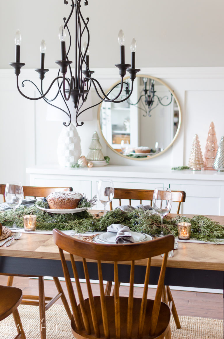 Simple Christmas Tablescape with Fresh Greenery - Nick + Alicia