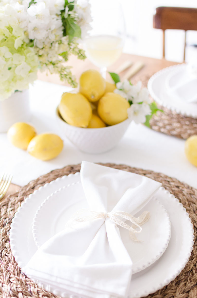 Cheerful White and Yellow Summer Tablescape - Nick + Alicia