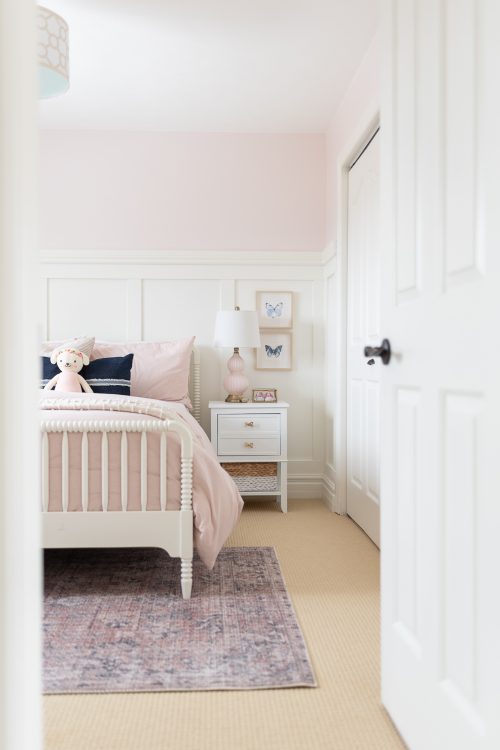 Sweet and Playful Kid's Bedroom in Shades of Pink and Blue - Nick + Alicia