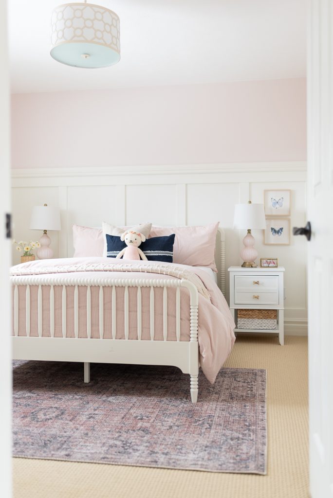 Sweet and Playful Kid's Bedroom in Shades of Pink and Blue - Nick + Alicia